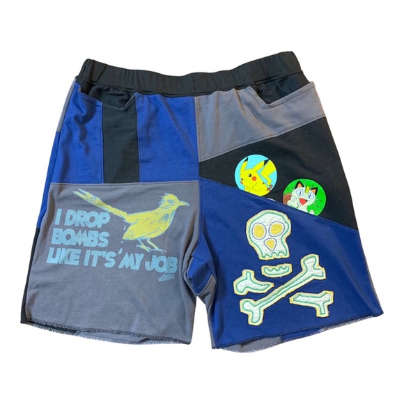 1 of 1 Reworked Shorts, Skulls, Elastic Waistband 32”-38”, anime, bird, summer - Picture 1 of 6